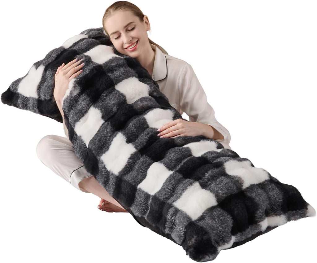 Animebody Luxury Shaggy Faux Fur Body Pillow, Fluffy Bed Pillow with Zipper Closure, Soft Decorative Plush Full Long Pillows, Fuzzy Hug Pillow…