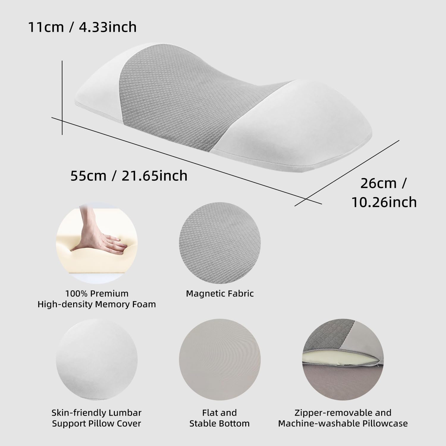 LittleSlowDuck Lumbar Support Pillow for Sleeping, Memory Foam Lower Back Bed Rest Support Pillows for Car Bed, Couch, Waist Support…