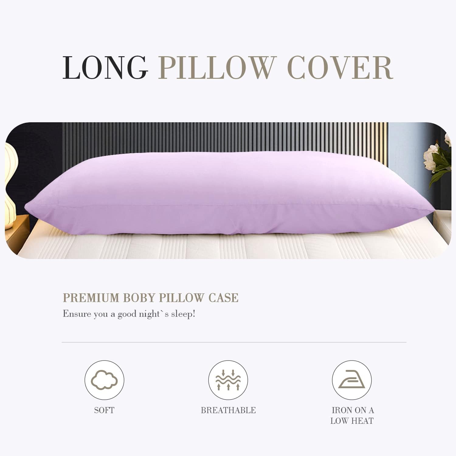 WishSmile Body Cooling Pillowcase Long Pillow Case Breathable Cool Silky Soft Rayon Derived from Bamboo Fabric, Hair and Skin Friendly, Light…