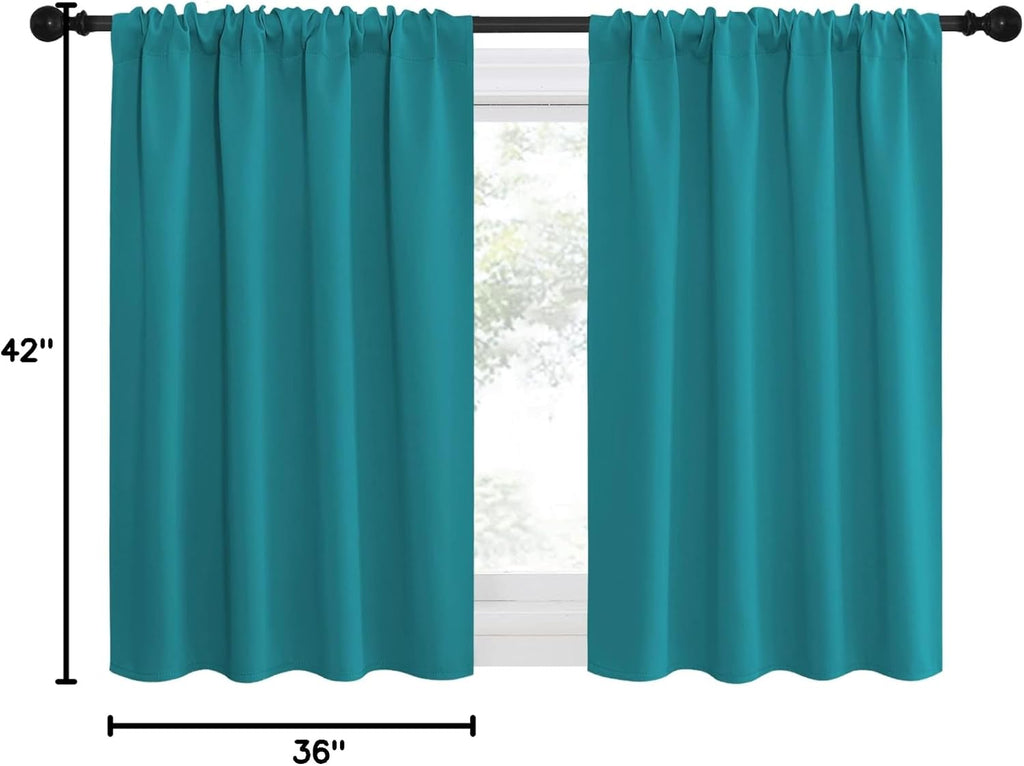 NICETOWN Peacock Blue Blackout Curtains Panels for Window, Thermal Insulated Rod Pocket Blackout Drapes/Draperies for Living Room (2…