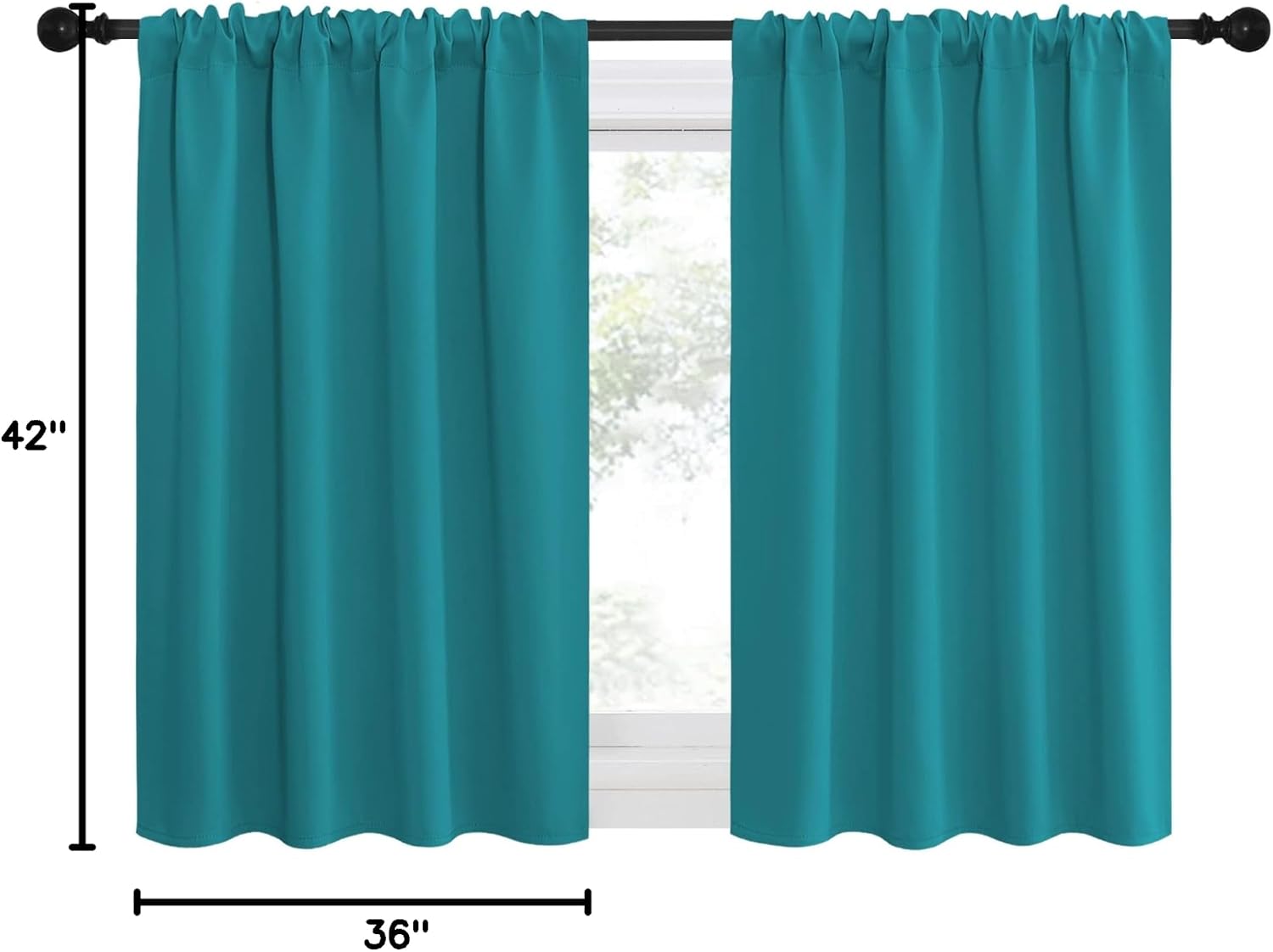 NICETOWN Peacock Blue Blackout Curtains Panels for Window, Thermal Insulated Rod Pocket Blackout Drapes/Draperies for Living Room (2…