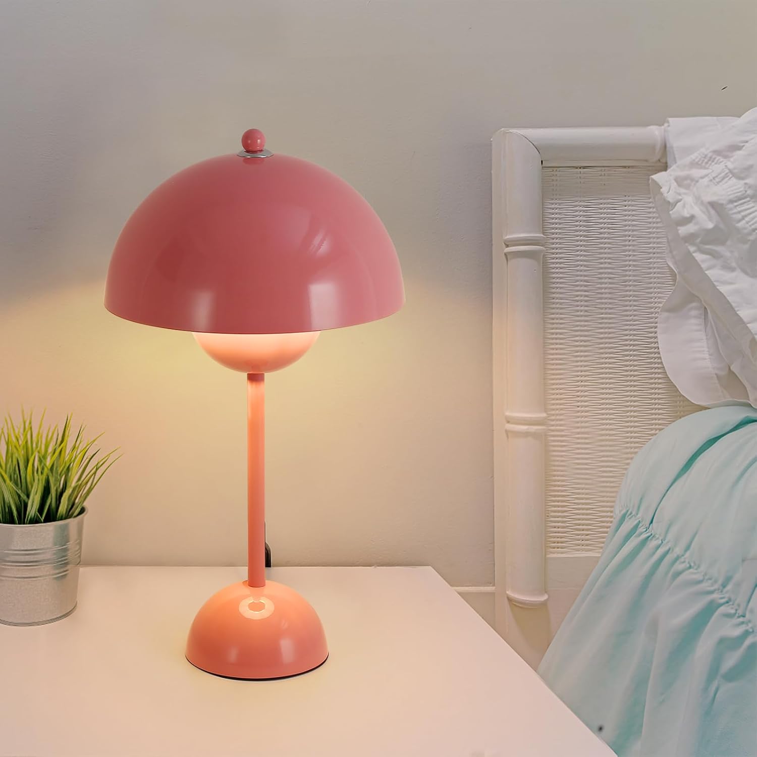 COSYLUX Modern Small Table Lamp for Bedroom, Cute Dome Shade Reflecting Light Reading Lamp for Living Room, Kid's Room, Study, Office…