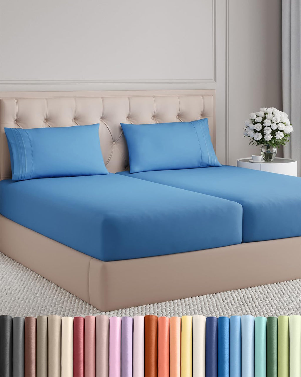 Split King Size 5 Piece Sheet Set - Comfy Breathable & Cooling Sheets - Hotel Luxury Bed Sheets for Women & Men - Deep Pockets, Easy-Fit…