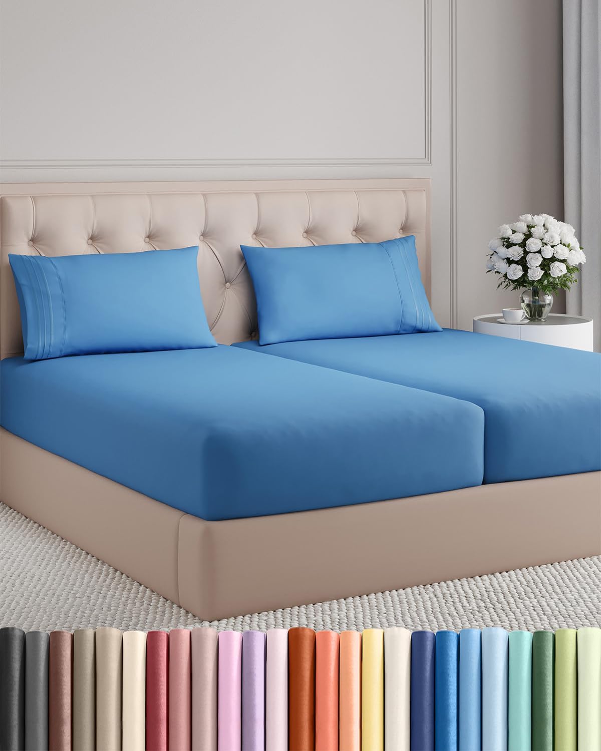 Split King Size 5 Piece Sheet Set - Comfy Breathable & Cooling Sheets - Hotel Luxury Bed Sheets for Women & Men - Deep Pockets, Easy-Fit…