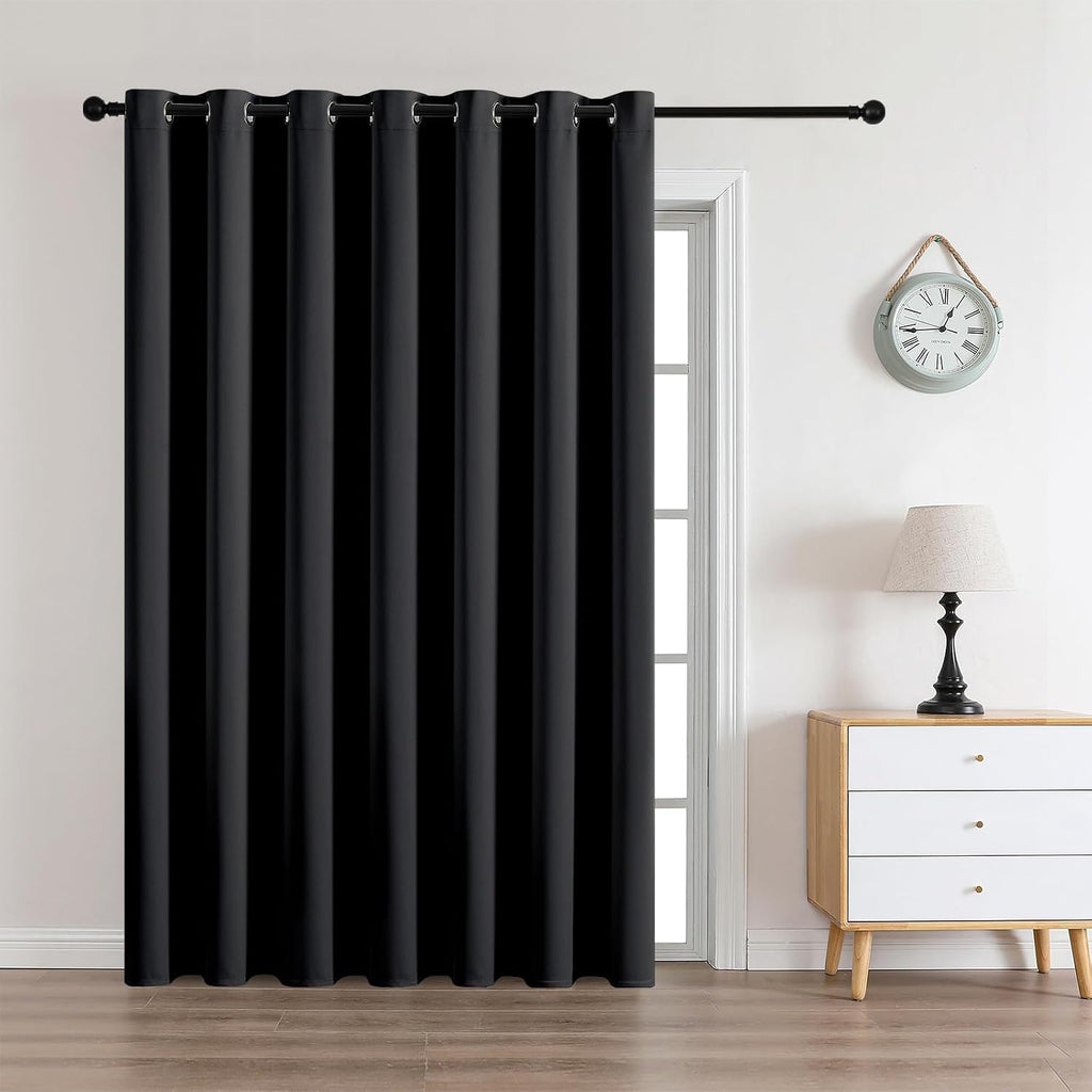 CUCRAF Custom Black Blackout Curtains 1 Panel Set, Thermal Insulated Grommet Room Darkening Curtain for Living Room Bedroom, Light…