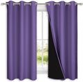 Nicetown 100% Blackout Curtains with Black Liners, Solid Thermal Insulated Full Blackout 2-Layer Lined Drapes, Energy Efficiency Window Dra…