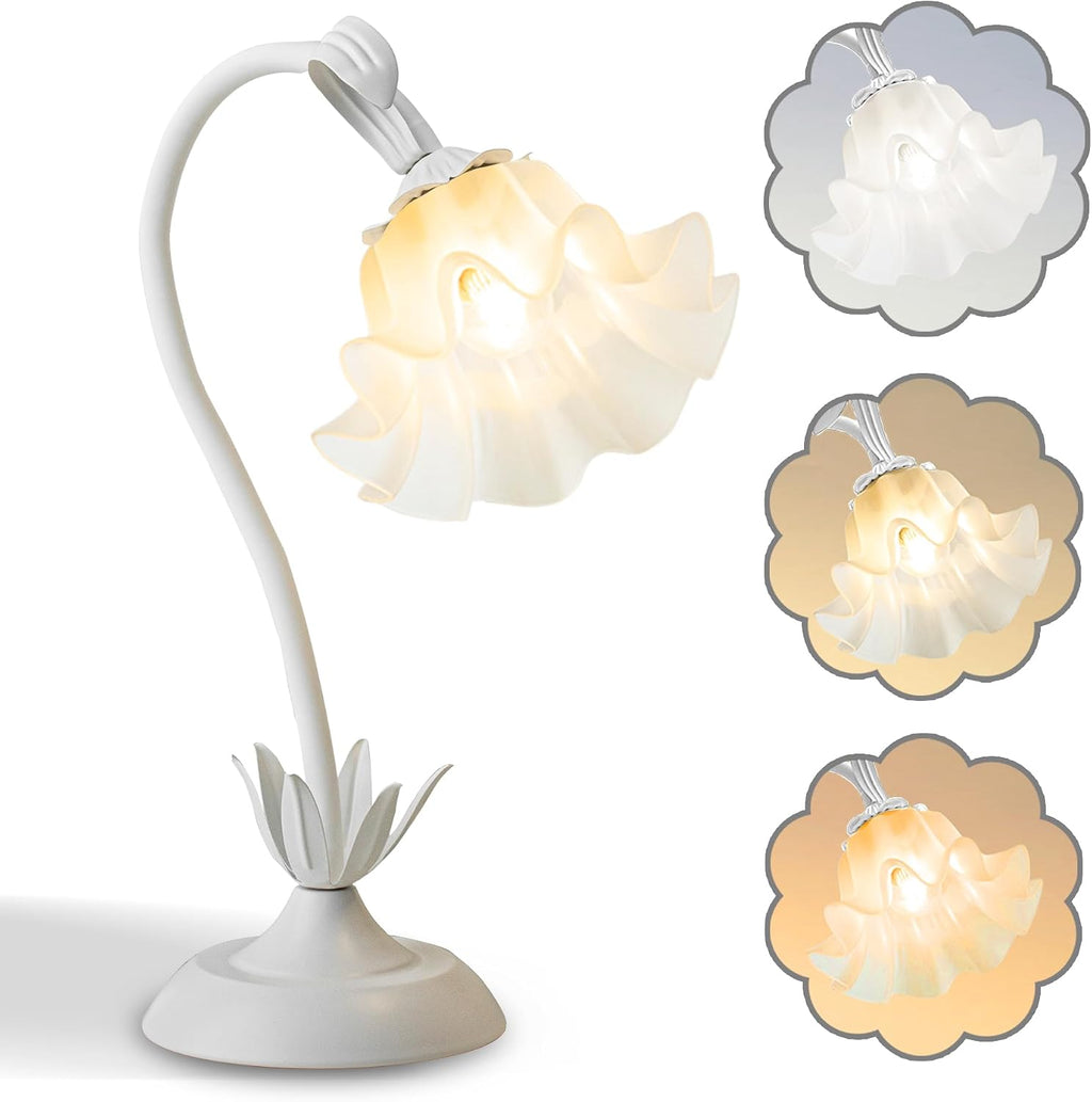 Aqdzcnf Flower Table Lamp, LED Reading Light Bedside Vintage Flower Night Light,3 Colors Modes Kawaii Bedside Lamps Decor, Living Room Bedroo…