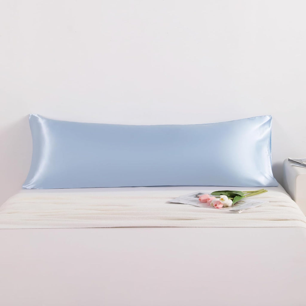 Ntbay Satin Body Pillowcase for Hair and Skin, Luxurious and Silky Pillow case with Envelope Closure, 20x54 Inches, Aqua 54 Inches