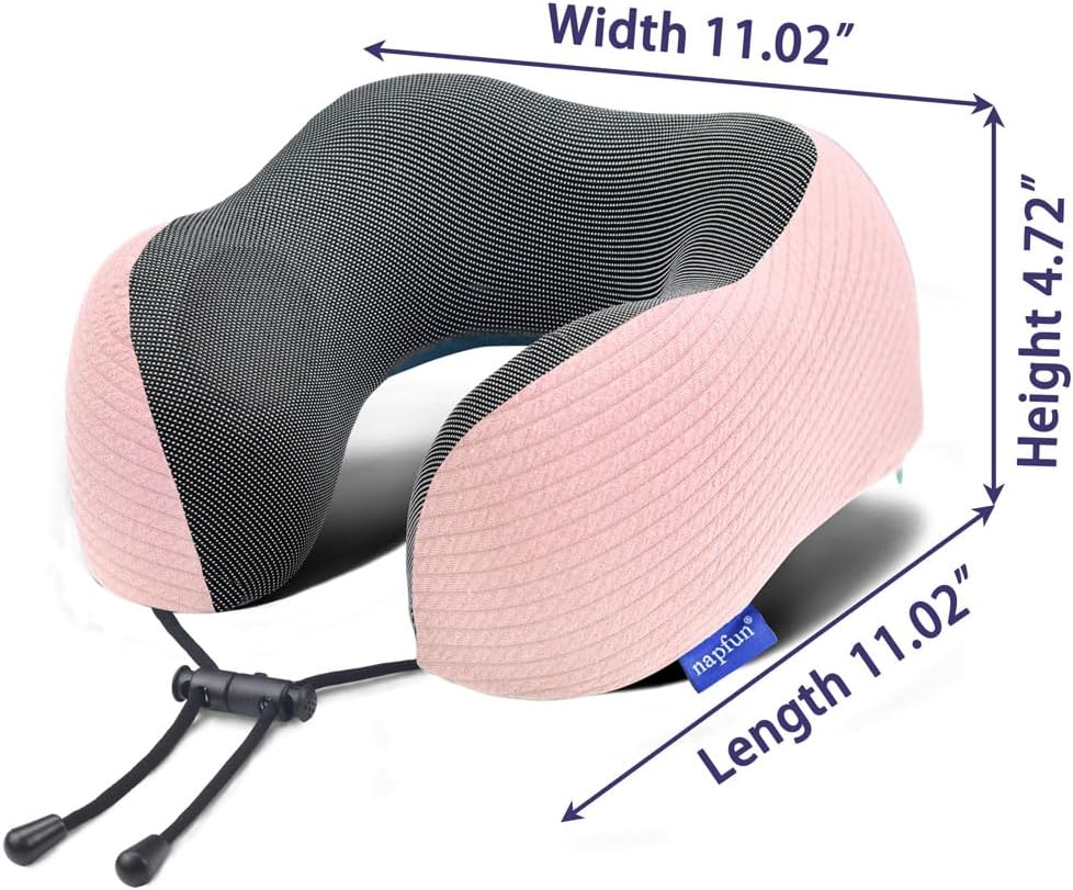 napfun Neck Pillow for Travel with Travel Pouch, Sleep Mask & Earplugs, Memory Foam Airplane Pillow for Headrest Sleep with Eyeshades…