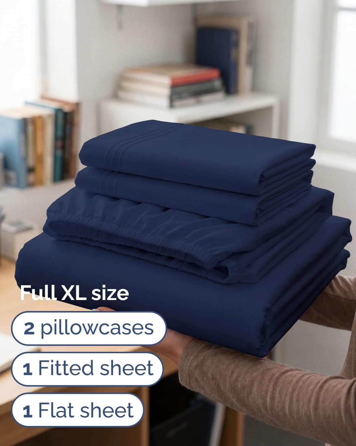 CGKUnlimited Full XL Bed Sheet - 4 Piece Full XL Bed Sheets Set - Ultra-Soft, Breathable & Cooling - Hotel Luxury Bedding for Women & Men w…