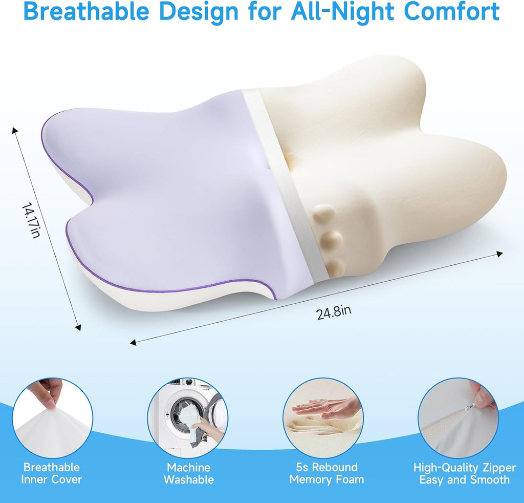 jiaao Cervical Pillow for Neck and Shoulder, Adjustable Memory Foam Neck Pillow for Sleeping, Ergonomic Neck Support Pillows for Side, Back a…