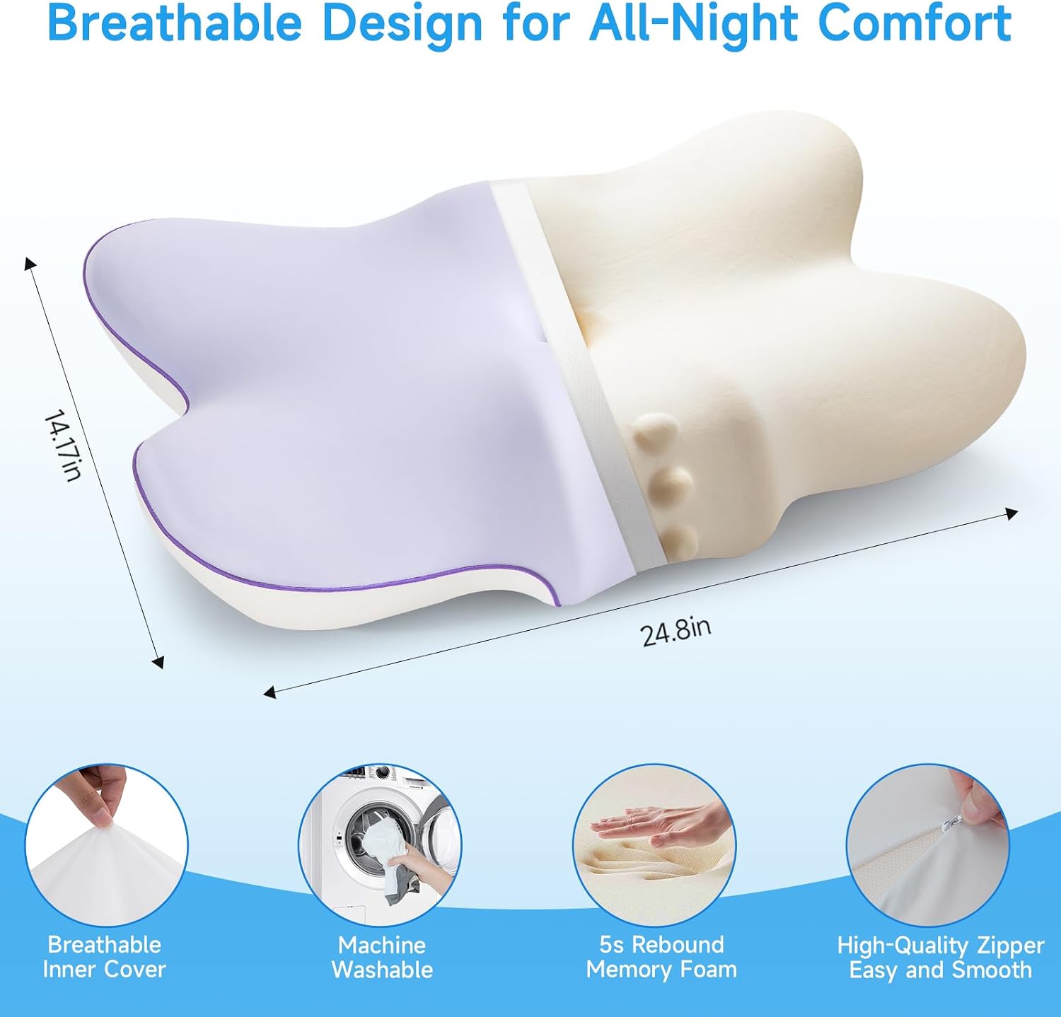 jiaao Cervical Pillow for Neck and Shoulder, Adjustable Memory Foam Neck Pillow for Sleeping, Ergonomic Neck Support Pillows for Side, Back a…