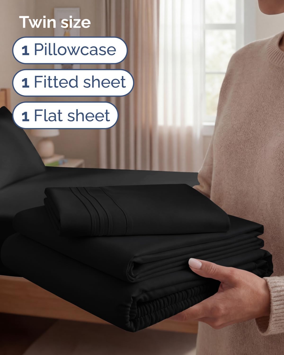 Twin Size 3 Piece Sheet Set - Comfy Breathable & Cooling Sheets - Hotel Luxury Bed Sheets for Women & Men - Deep Pockets, Easy-Fit, Extra…