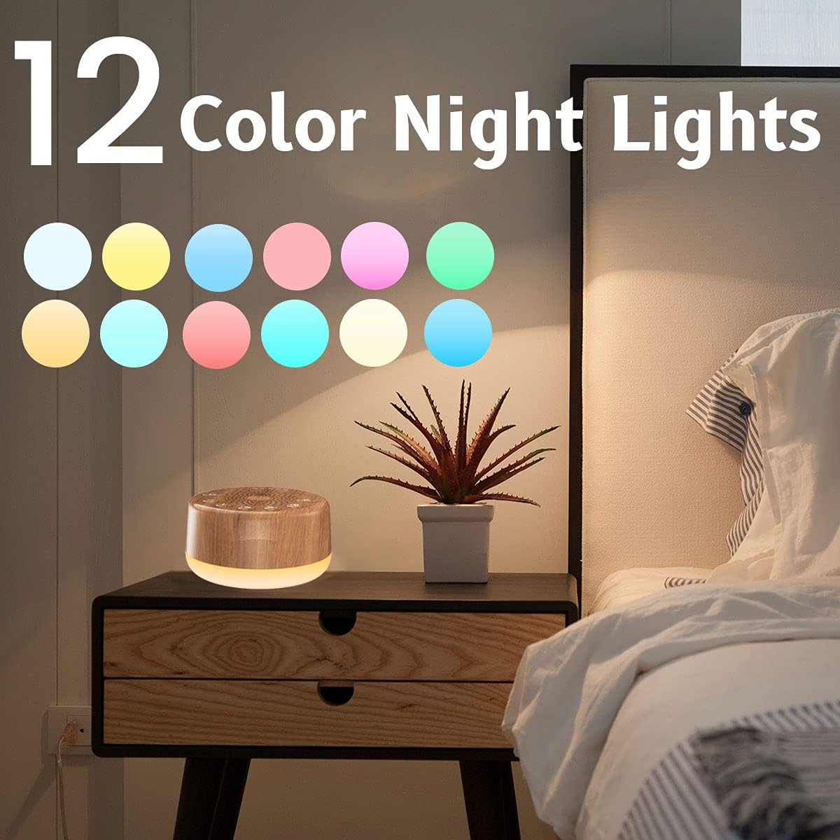 Easysleep Sound White Noise Machine with 25 Soothing Sounds and Night Lights with Memory Function 32 Levels of Volume and 5 Sleep Timer Pow…