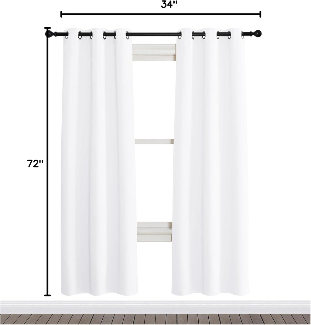 NICETOWN Room Darkening Window Treatment Curtain, Pure White, Single Panel, 34 by 72, Energy Smart Thermal Insulated Block Out Sunlight…