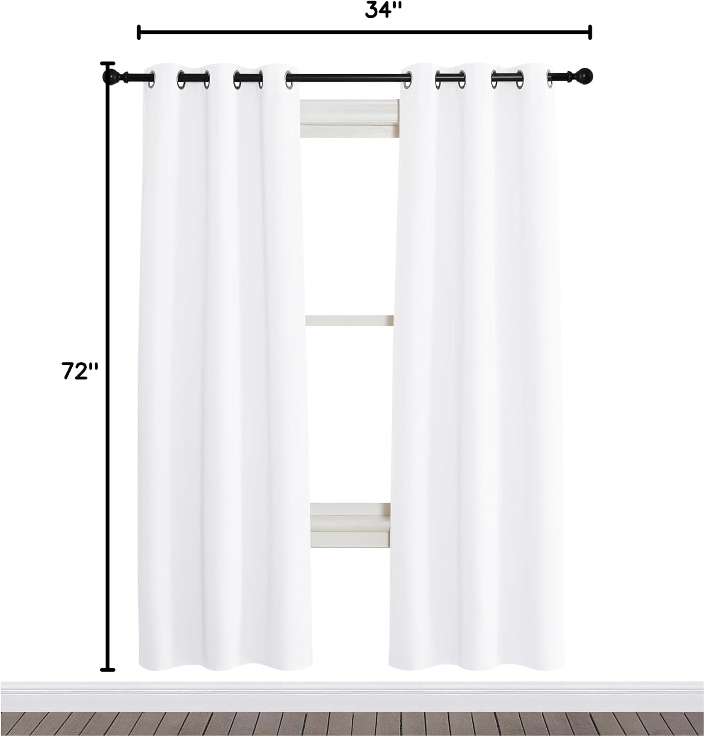 NICETOWN Room Darkening Window Treatment Curtain, Pure White, Single Panel, 34 by 72, Energy Smart Thermal Insulated Block Out Sunlight…
