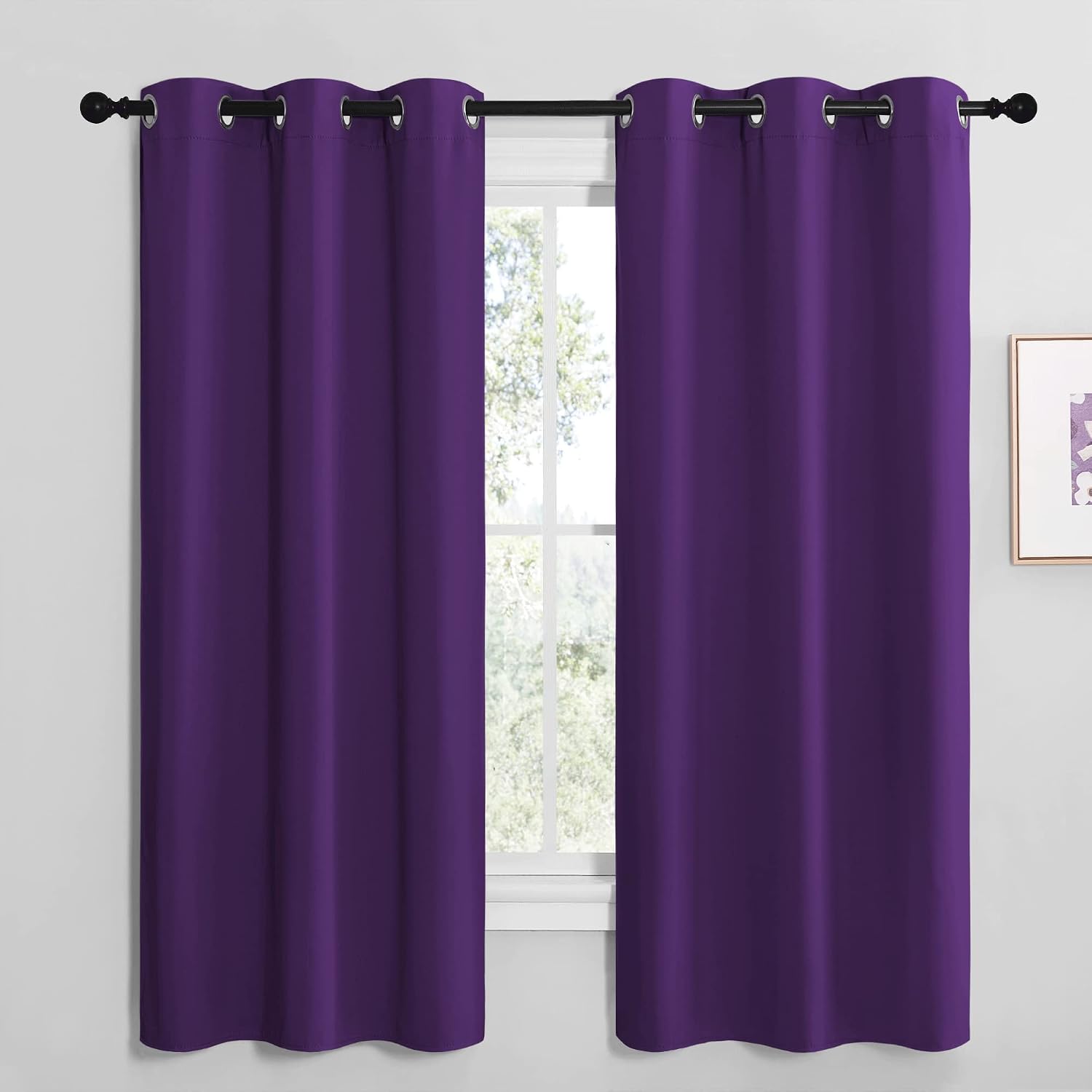 NICETOWN Kitchen Short Blackout Curtains, Home Decoration Thermal Insulated Solid Ring Top Blackout Curtains/Drapes for Bedroom(Set of 2…