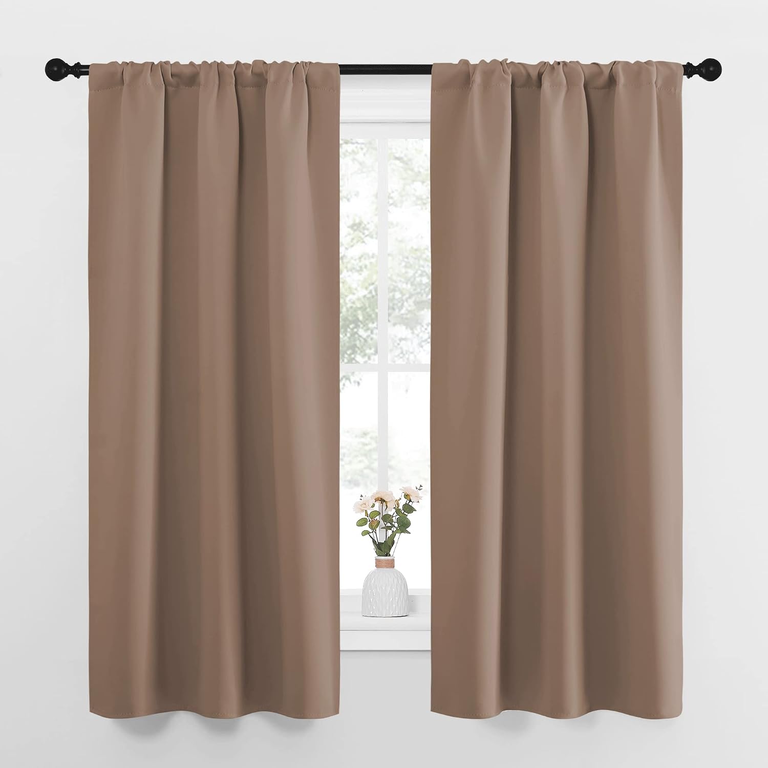 NICETOWN Kitchen Window Blackout Curtains - Window Treatment Thermal Insulated Rod Pocket Small Blackout Draperies/Drapes for…