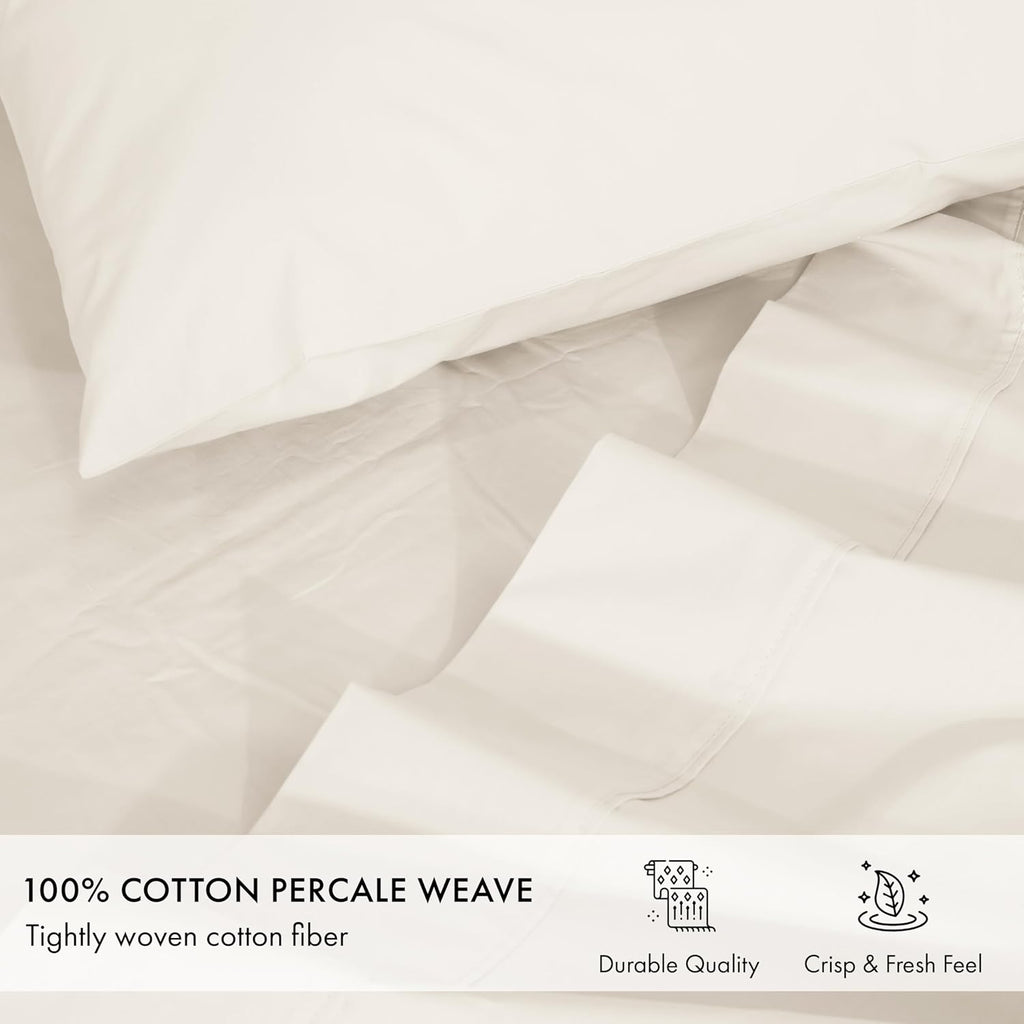 Zoyer 100% Cotton Sheets – Queen Size Percale Bedding, Cooling & Breathable, Durable with a Crisp, Soft & Comfortable Feel, 16" Deep Pocket…