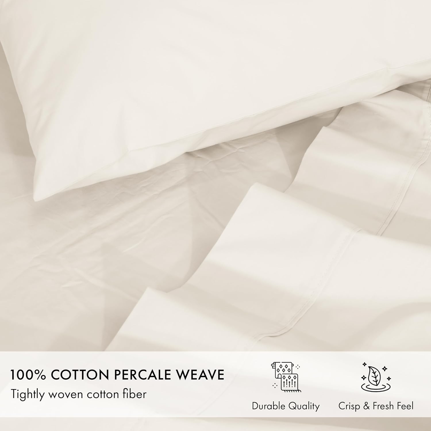 Zoyer 100% Cotton Sheets – Queen Size Percale Bedding, Cooling & Breathable, Durable with a Crisp, Soft & Comfortable Feel, 16" Deep Pocket…