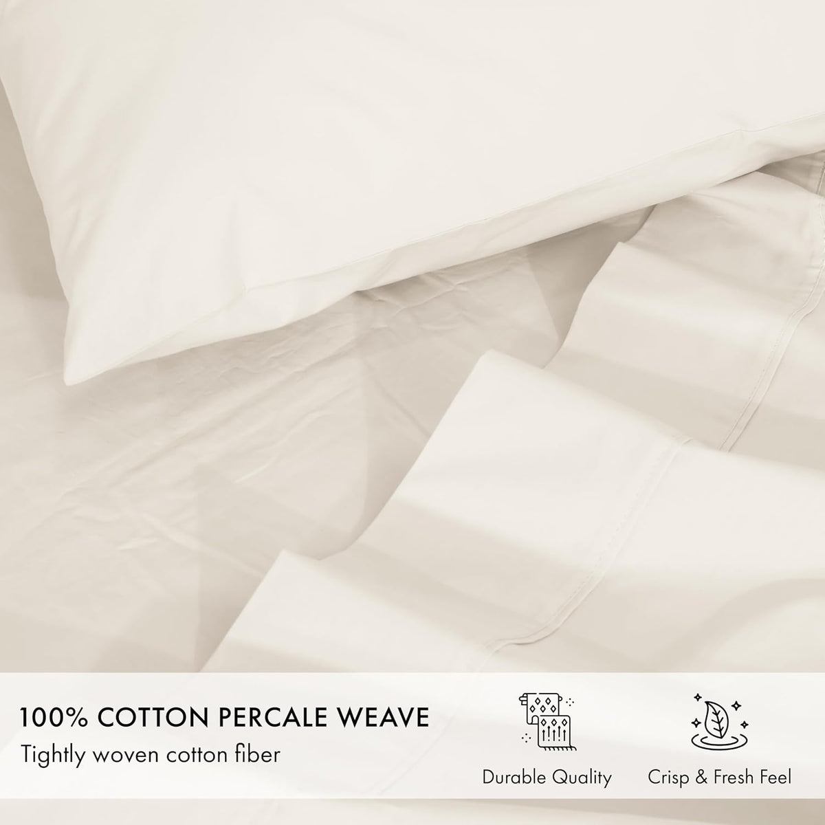 Zoyer 100% Cotton Sheets – California King Percale Bedding, Cooling & Breathable, Durable with a Crisp, Soft & Comfortable Feel, 14" Deep P…