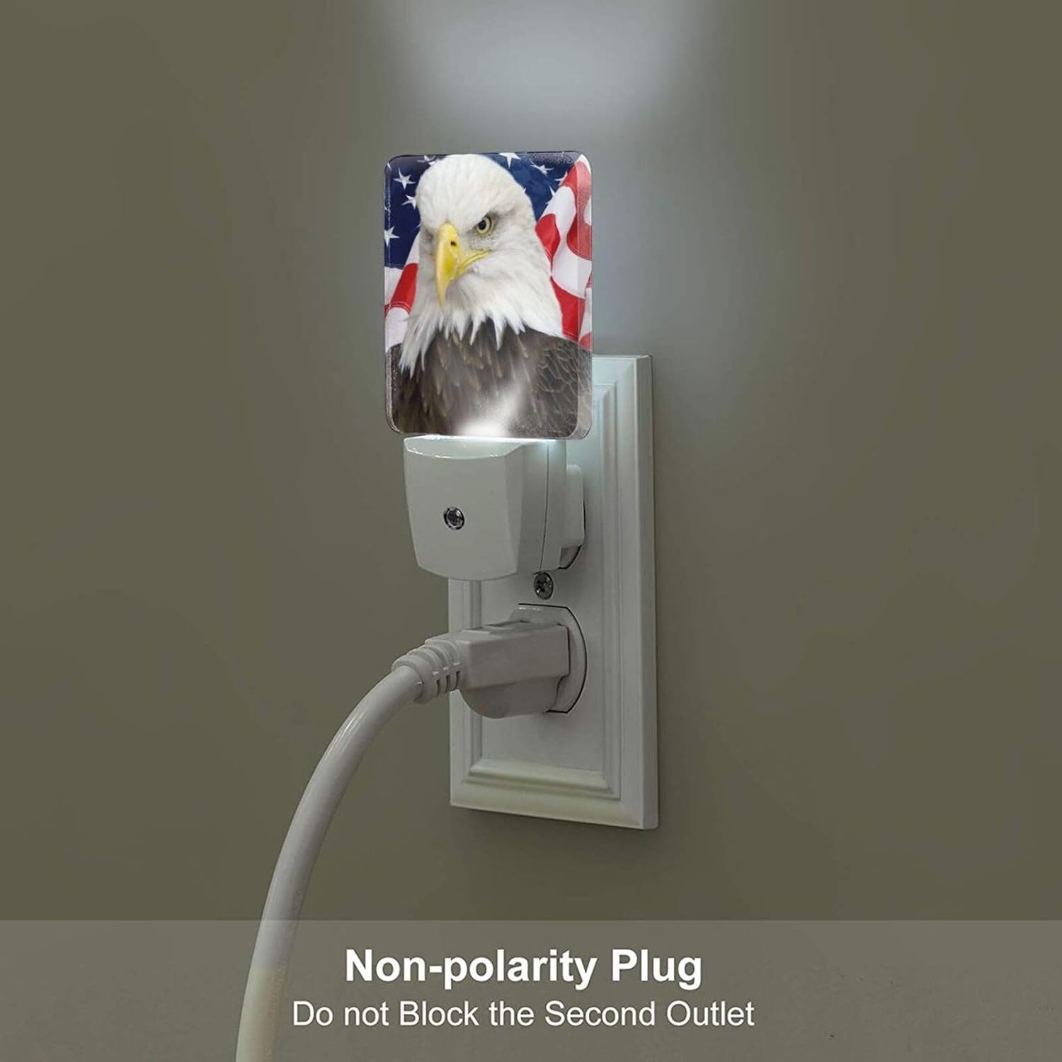 American Bald Eagle Night Light, Plug Into Wall with Dusk to Dawn Light Sensors, Warm Nightlights for Bedroom, Bathroom, Hallway, Kitchen…