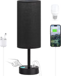 Dicoool Black Touch Bedroom Lamp with USB - 3 Way Dimmable Table Lamp for Bedroom, Nightstand Lamp with Black Charging Station for Desk…