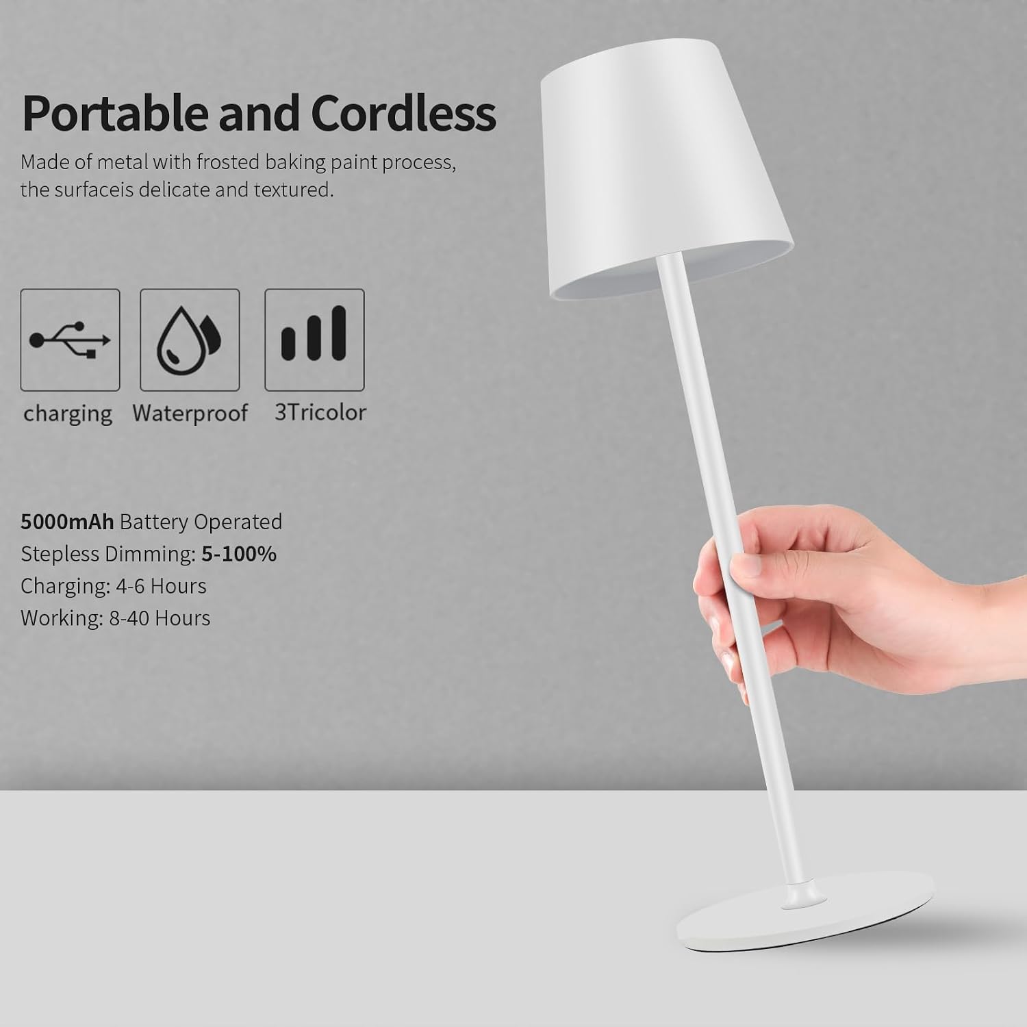 BGFHome 2Pack Cordless Table Lamp LED Desk Lamp,5000mAh Rechargeable Touch Night Light Wireless Minimalist Design for Couple…