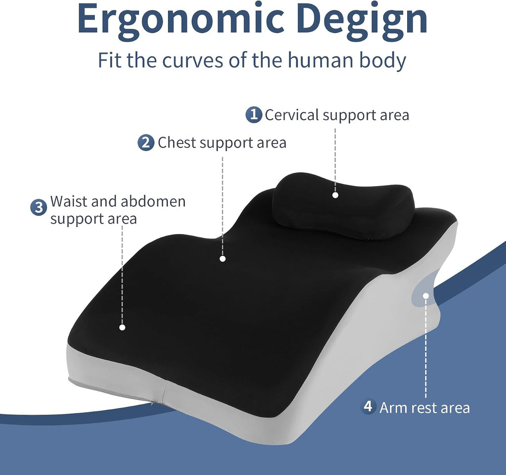 YouBath Reading Prone, Ergonomic Back Support Pillow for Bed Sitting Up Prone Pillow Face Down Sleep, Resting, Relaxing Back, with Washable…