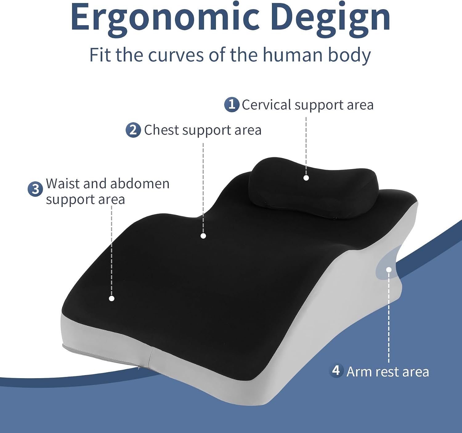 YouBath Reading Prone, Ergonomic Back Support Pillow for Bed Sitting Up Prone Pillow Face Down Sleep, Resting, Relaxing Back, with Washable…