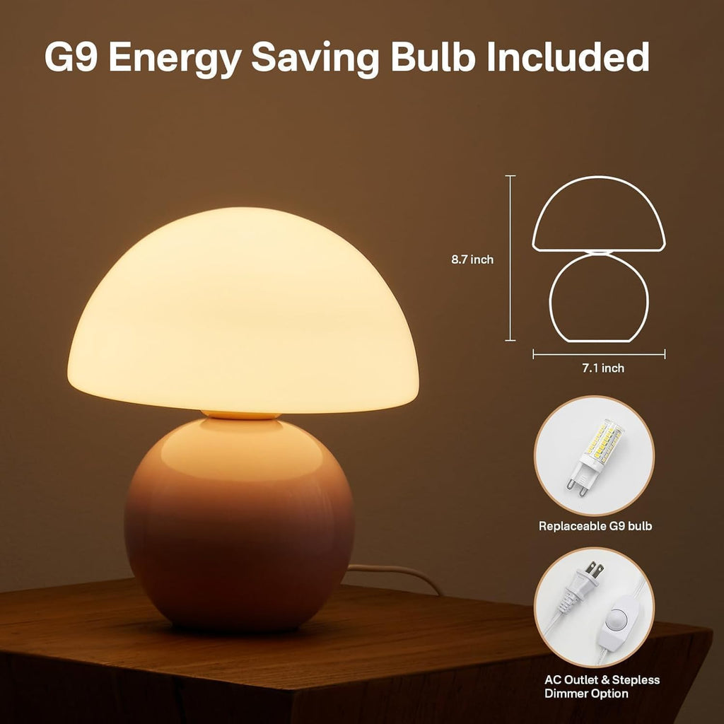 Dawnwake Mushroom Lamp Desk Lamp for Bedroom, Table Bedside Small Lamps for Living Room, Mushroom Decor Cute Mini Modern Mid Century Lamps…