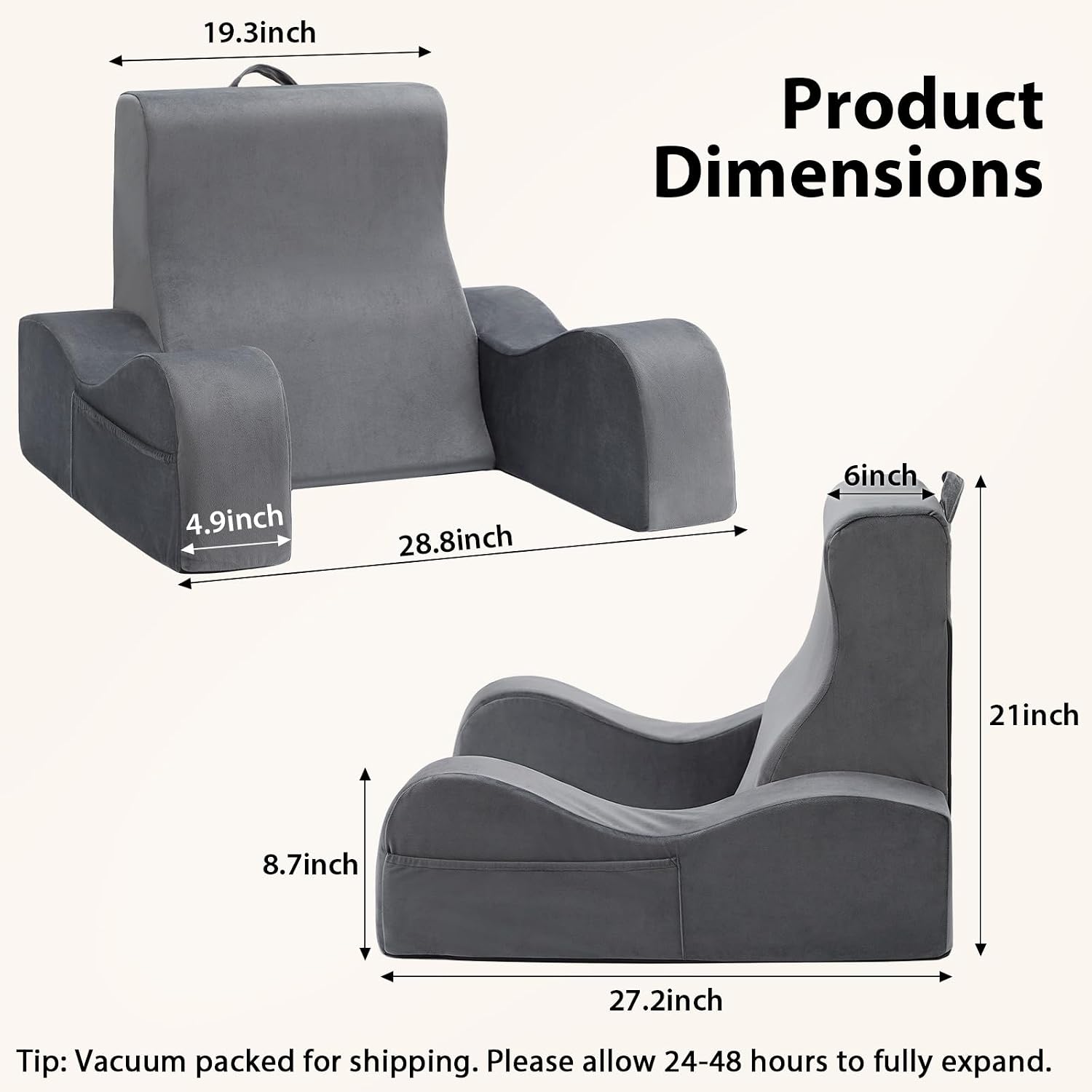 Quilmfoam Reading Pillow for Sitting in Bed Adult, Back Pillow for Sitting Up with Arms, Bed Pillow Back Support for Reading, TV, Gaming…