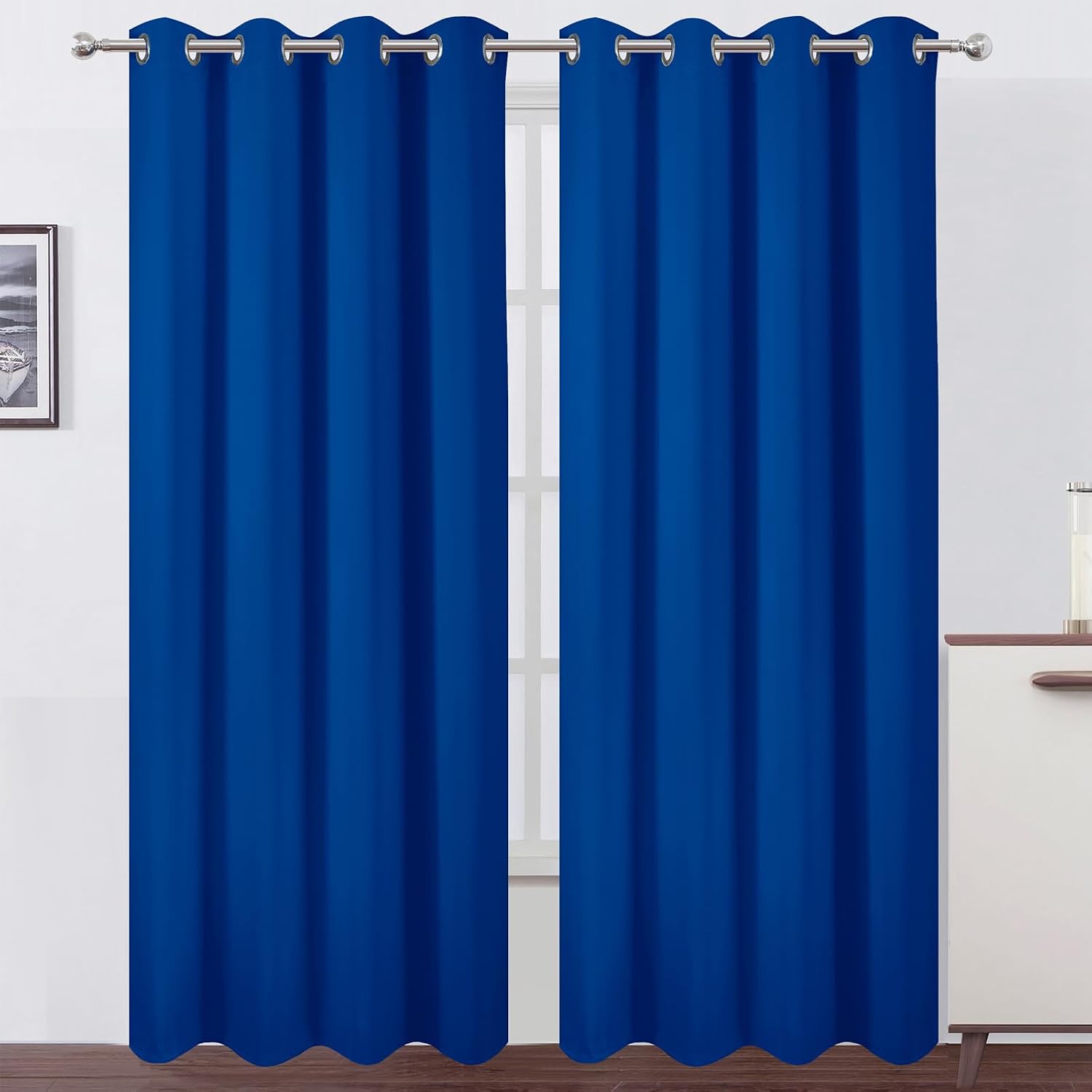Lemomo Blackout Curtains 52 x 90 Inch Long Royal Blue Curtains Set of 2 Panels Room Darkening Curtains for Bedroom and Living Room 90 Inch…