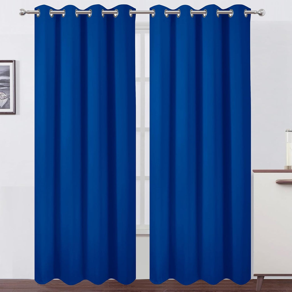 Lemomo Blackout Curtains 52 x 120 Inch Long Royal Blue Curtains Set of 2 Panels Room Darkening Curtains for Bedroom and Living Room 120 Inc…