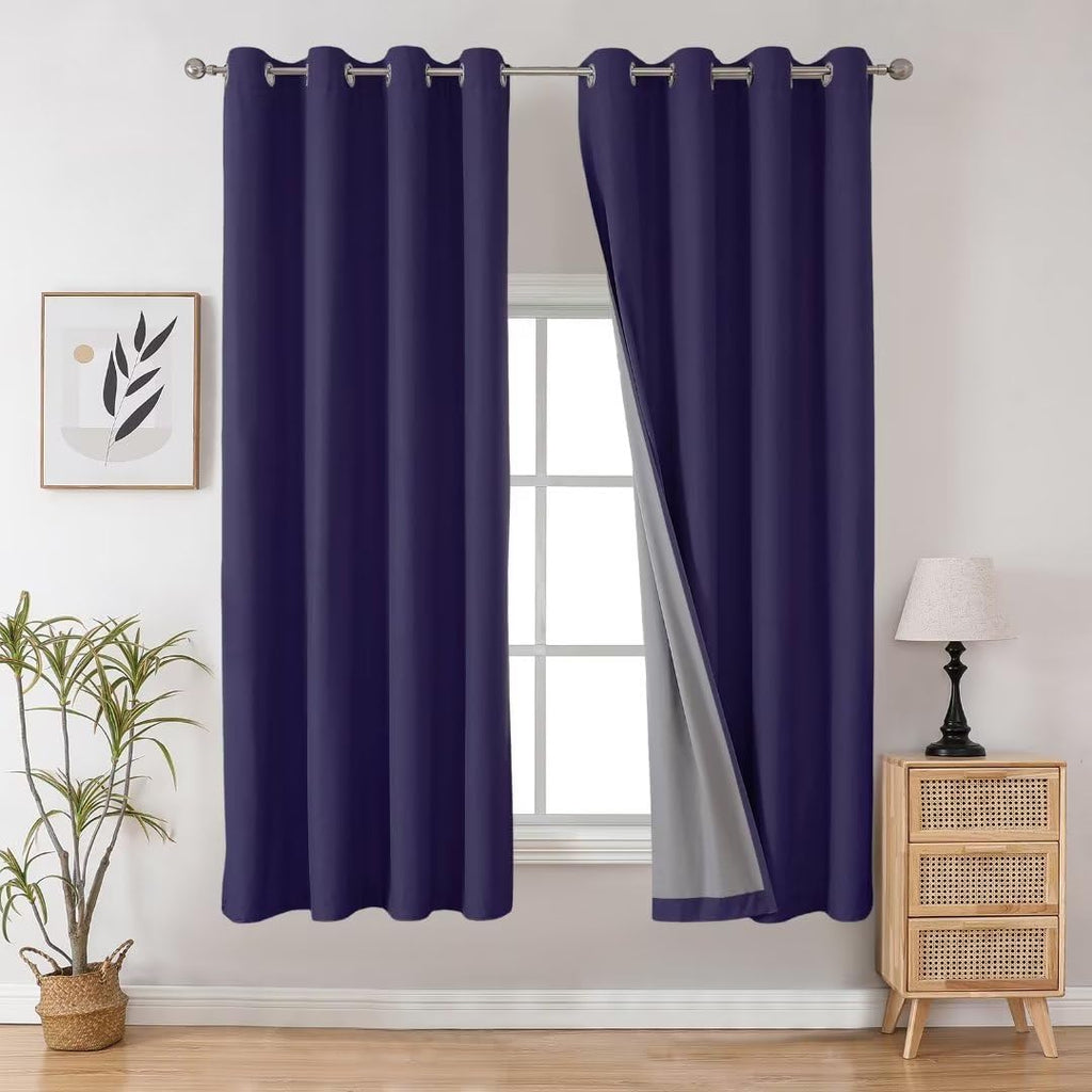 Joydeco Navy Blue Blackout Curtains 72 Inch Long, Black Black Out Curtains for Bedroom Windows, Room Darkening Thermal Insulated Short…