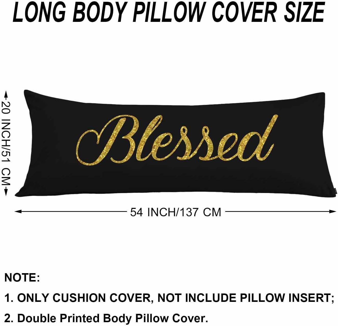 Body Pillowcases with Zipper Blessed, Golden Christian Verse Body Pillow Covers Cushion Case 20 X 54 Inch, Bible Quote Outdoor Body…