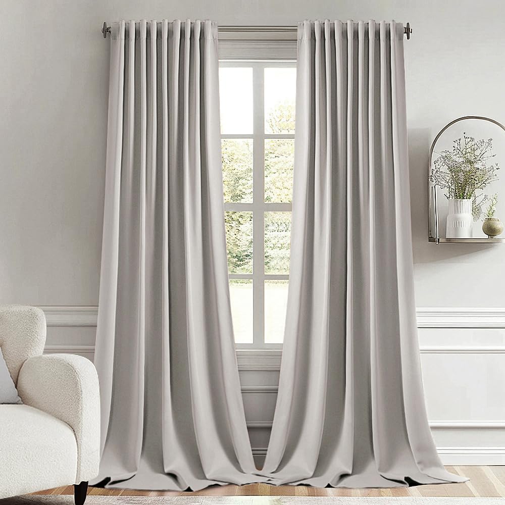 Miulee Stone Back Tab Blackout Curtains 108 Inch Long 2 Panels Set for Bedroom, Rod Pocket/Pinch Pleat Extra Long Thermal Insulated Living…