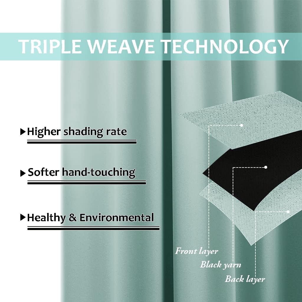Nicetown 100% Blackout Window Curtain Panels, Full Light Blocking Drapes with Black Liner for Nursery, 72-inch Drop Thermal Insulated Drape…