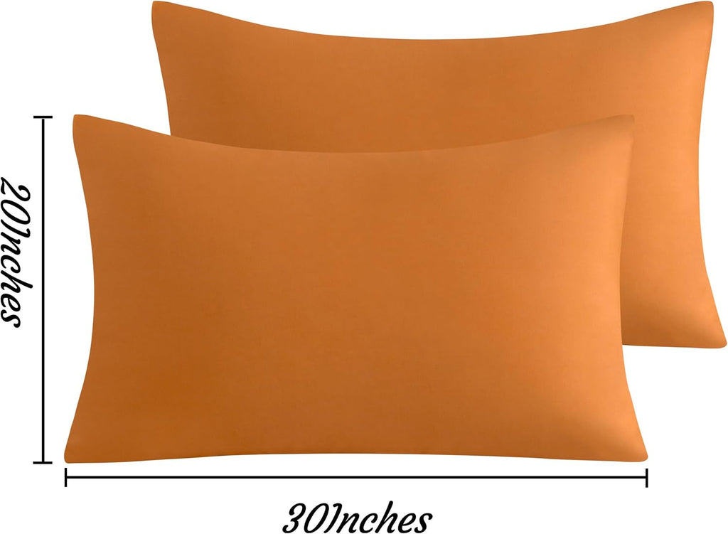 Ntbay Queen Pillow Cases Set, 2 Pack Brushed Microfiber 20x30 Inches, Soft, Wrinkle, Fade, Stain Resistant Pale Orange Pillow Cases with En…