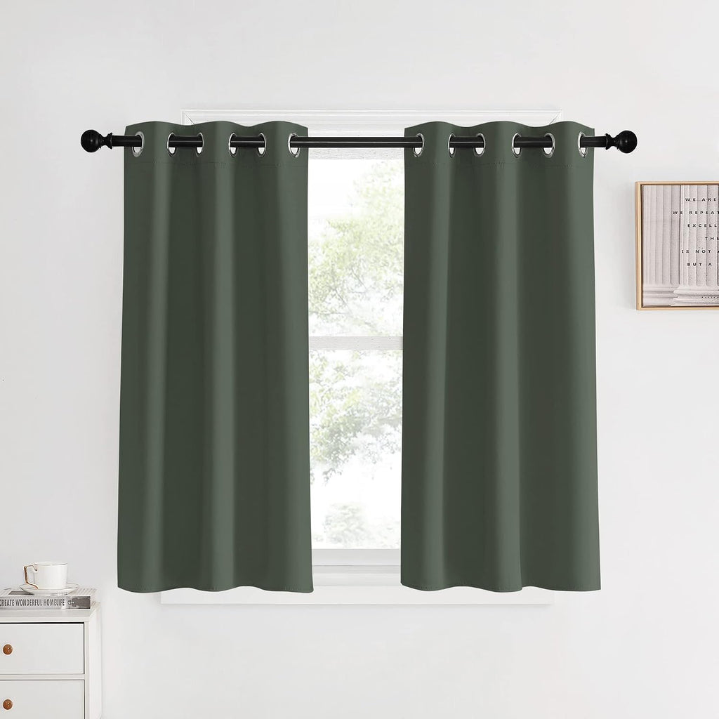 NICETOWN Dark Mallard Blackout Curtain Panels for Bedroom, 2 Panels, W34 x L40-inch, Thermal Insulated Grommet Top Blackout Draperies and…