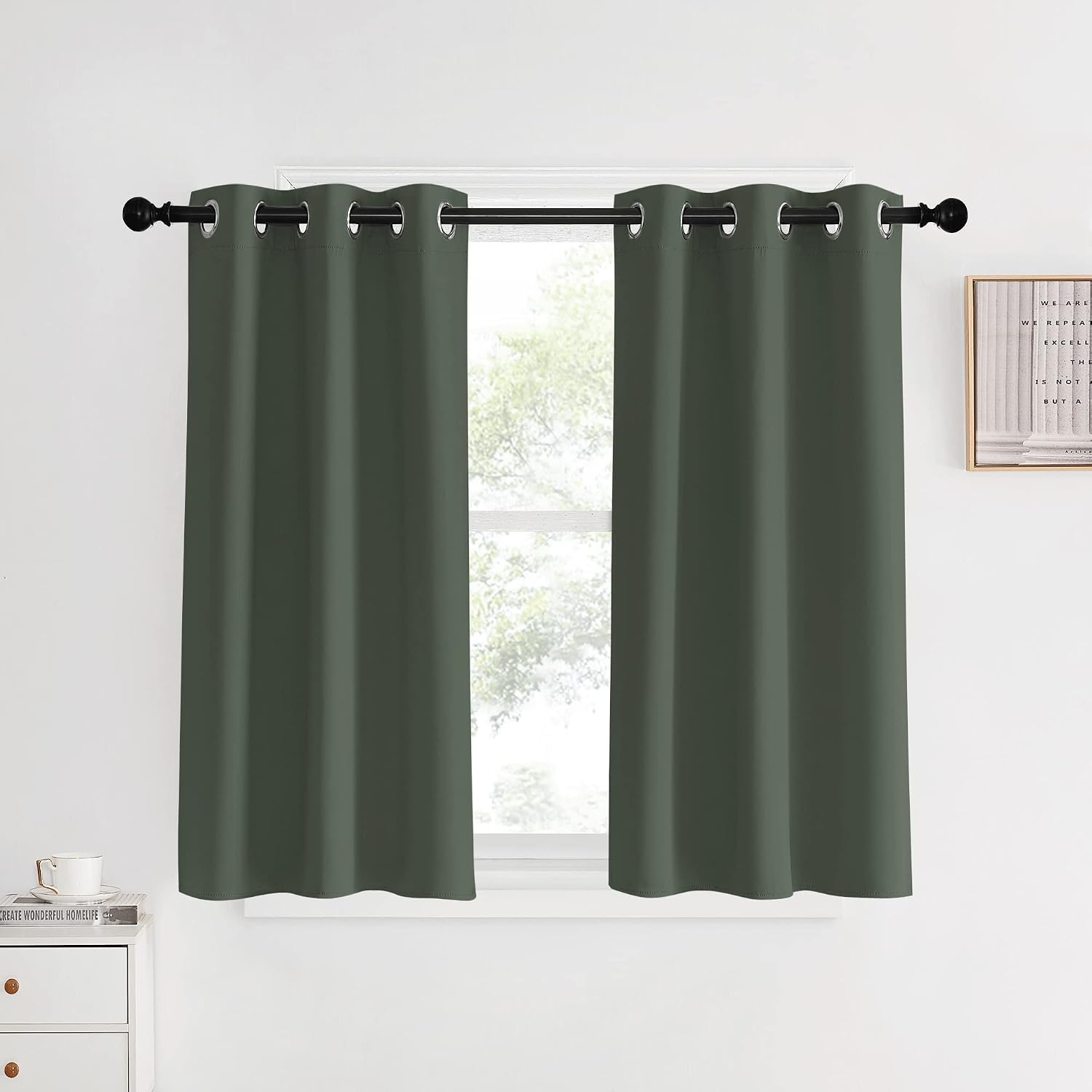 NICETOWN Dark Mallard Blackout Curtain Panels for Bedroom, 2 Panels, W34 x L40-inch, Thermal Insulated Grommet Top Blackout Draperies and…