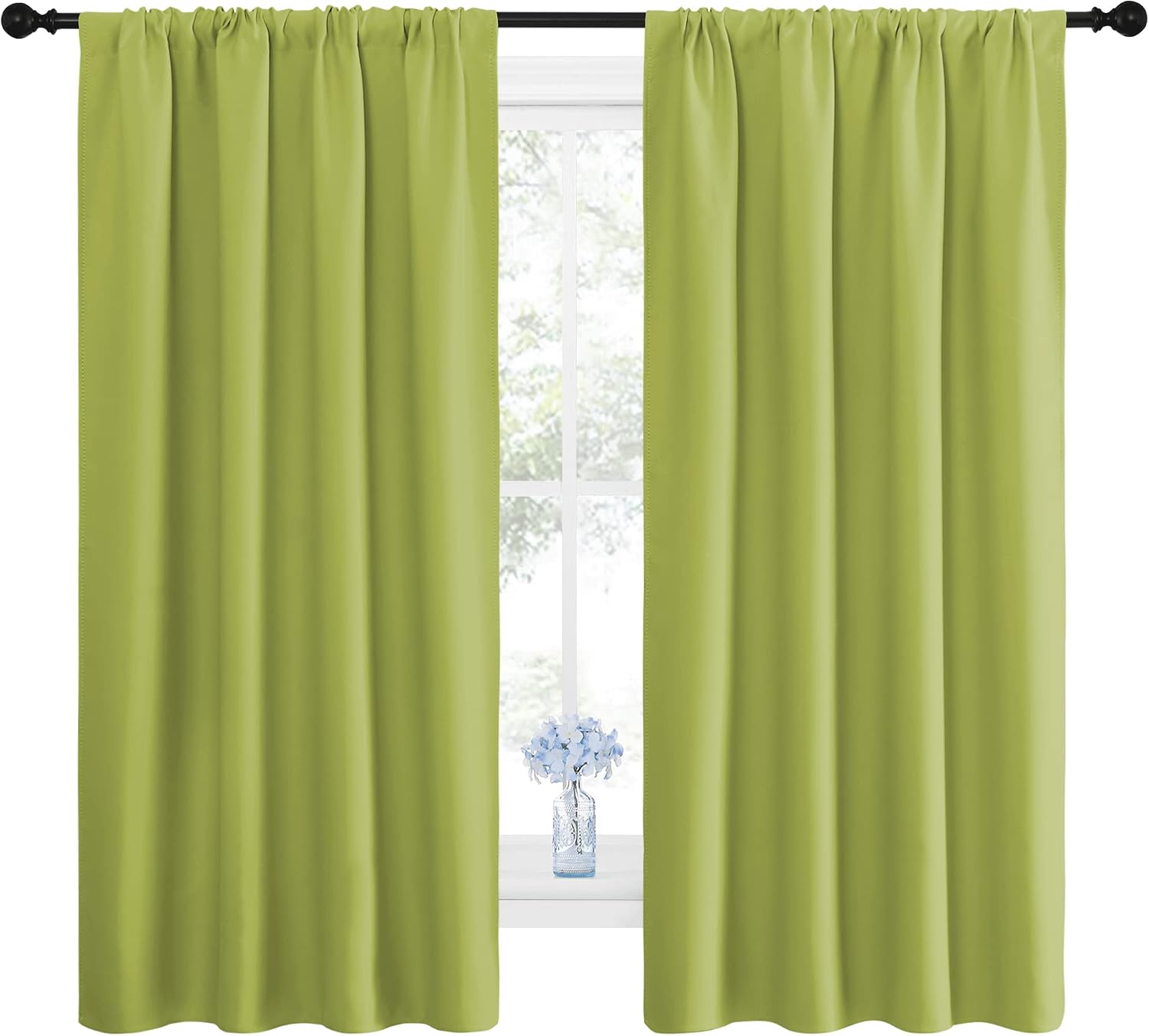 NICETOWN Green Blackout Draperies Curtains - Thermal Insulated Home Decoration Blackout Drapes for Kid's Room (1 Pair, 42 x 63 Inch…