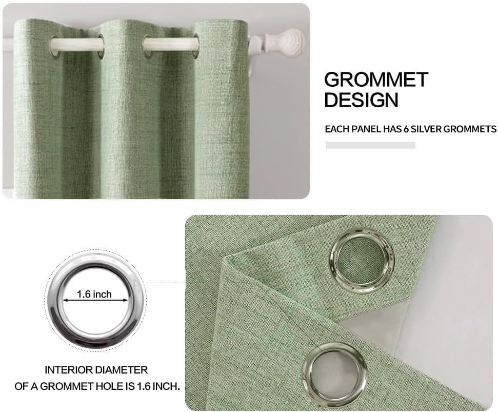 Miulee Linen Blackout Curtains and Drapes 100% Room Darken Thermal Insulated Grommet Window Panels with Coating 2 PCs W 42 x L 90 inches Sa…