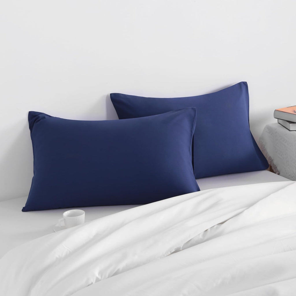 Ntbay Toddler Pillow Cases Set of 2, 2 Pack Brushed Microfiber 14x20 Pillow Cases, Soft, Wrinkle, Fade, Stain Resistant Navy Blue Pillow Ca…