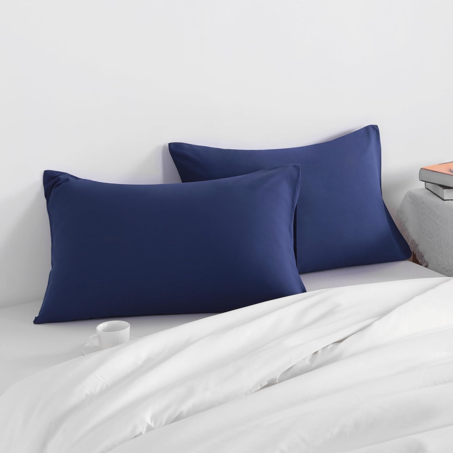 Ntbay Toddler Pillow Cases Set of 2, 2 Pack Brushed Microfiber 14x20 Pillow Cases, Soft, Wrinkle, Fade, Stain Resistant Navy Blue Pillow Ca…