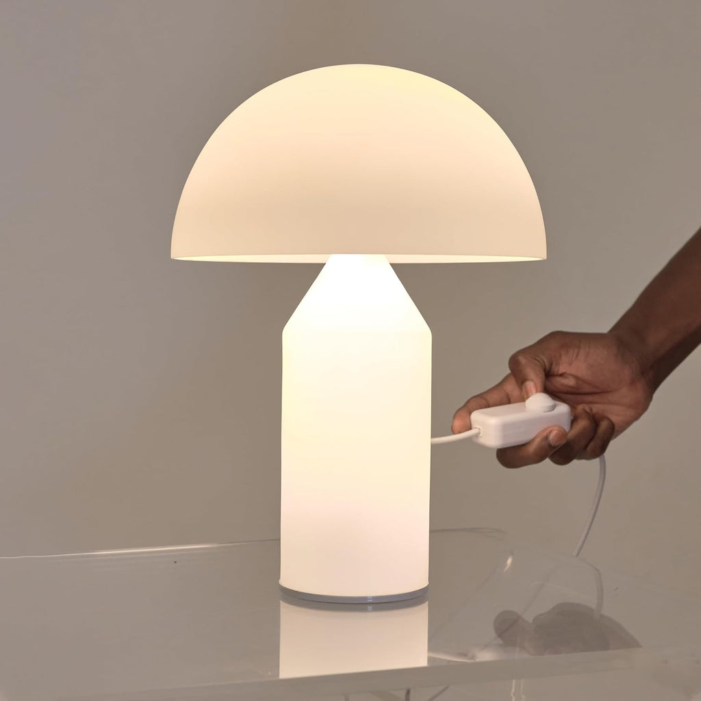 Brightech Venus Glass - 14" Contemporary Table Lamp with Glass Shade and Body - Unique Mushroom Table Lamp - Dimmable LED Light Bulbs for…