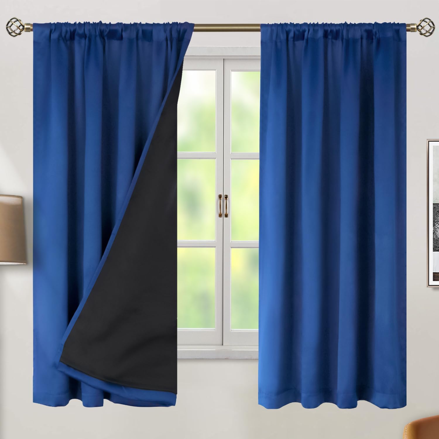 BGment 100% Blackout Curtains for Bedroom 63 Inch Length, Rod Pocket with Thermal Insulated Liner Full Room Darkening Curtains for Living…