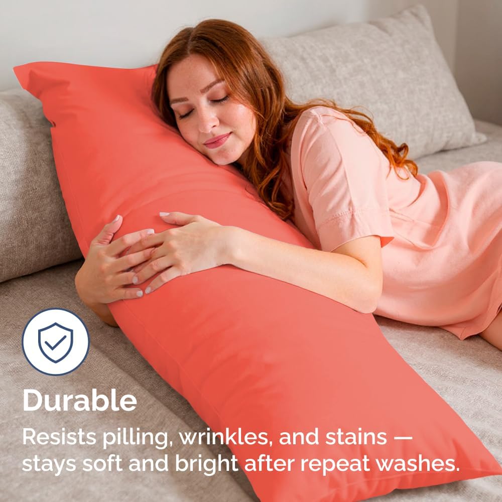 Body Pillowcases Set of 2-20x54 Long Body Pillow Case - Soft Body Pillow Cover for Sleeping & Side Sleepers - Comfy, Wrinkle & Fade Free…