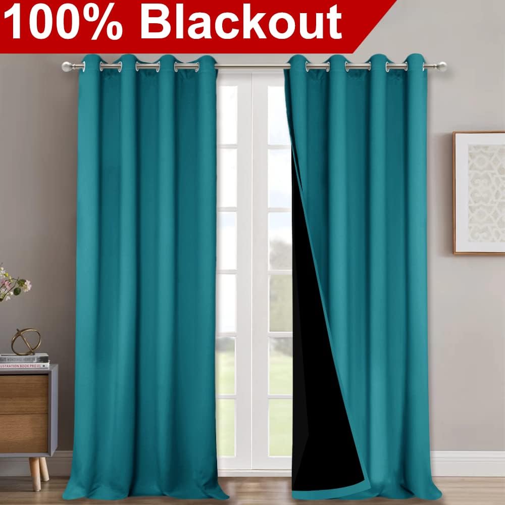 Nicetown Full Shading Curtains for Windows, Super Heavy-Duty Black Lined Blackout Curtains for Bedroom, Privacy Assured Window Treatment (P…
