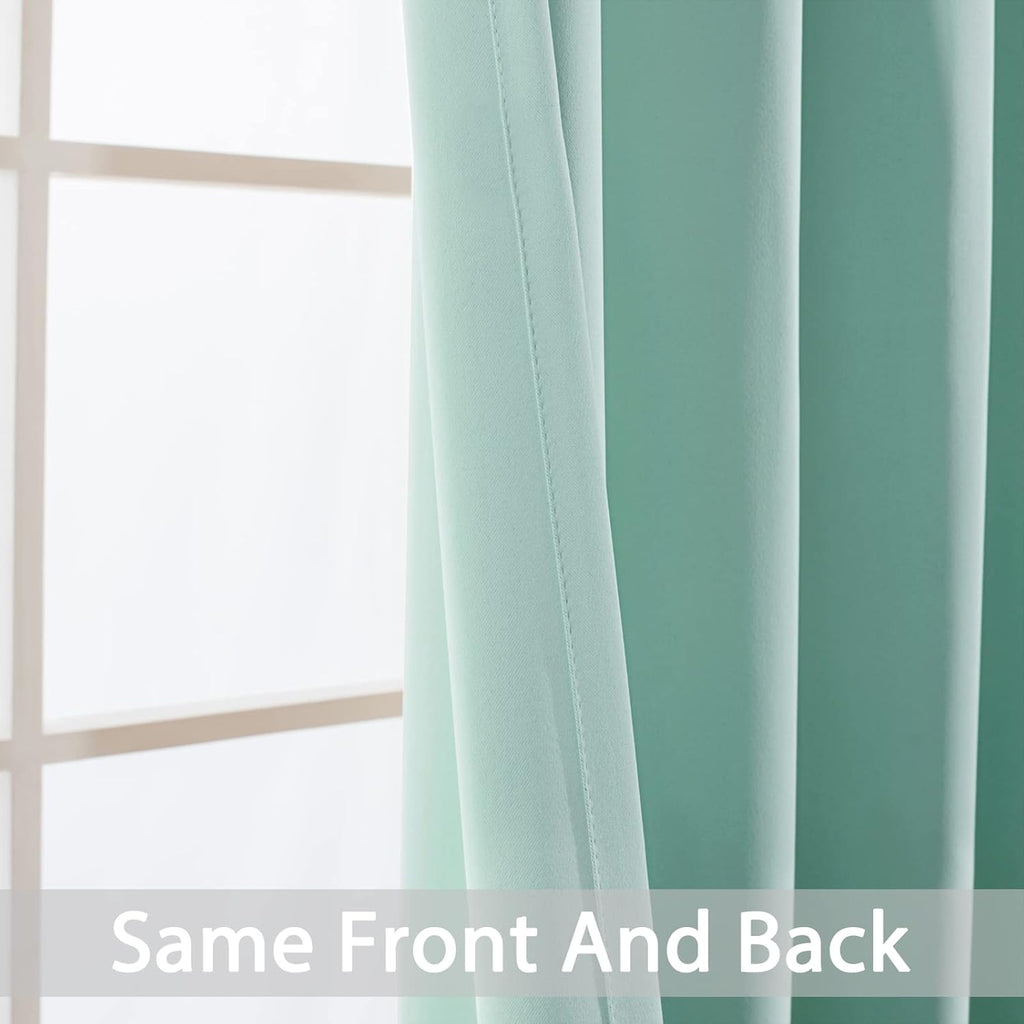 Yakamok Blackout Curtains Room Darkening Thermal Insulated Window Panels, Solid Grommet Top Drapes for Bedroom/Living Room(62Wx96L, Aqua…